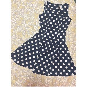 H&M Navy Blue and White Polkadot Dress